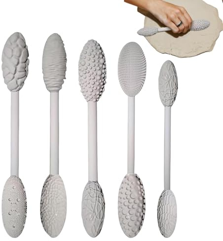 Clay Texture Roller Set - 5 Pack Pottery Design Stamps, enkla att rengöra präglingsverktyg lerhantverk | Perfekt handbyggande, skulptur, modellering, keramiska projekt, nybörjare
