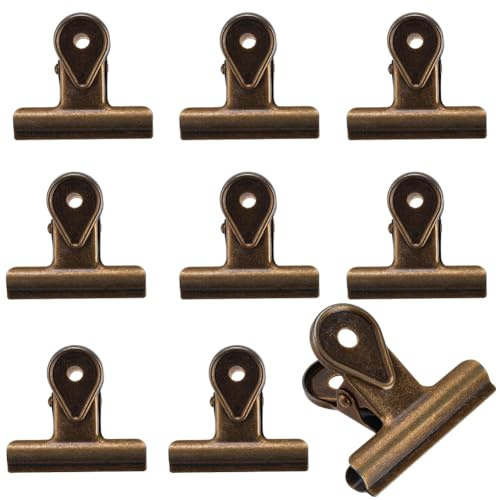 CRASPIRE 8 st Bulldog pappersklämma metallklämmor brons vintage retro antik järnpärm hängande mat tätning sidklämma pappersklämmor för anteckningar brev mellanmål chipväska kontor kök förvaring