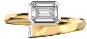 WORLD WIDE GEMS Silas Silique Baguette-Ring aus 925er-Sterlingsilber | vergoldet | mit Moissanit, luxuriöser, handgefertigter Multiform-Ring für Damen | WWJR_0198