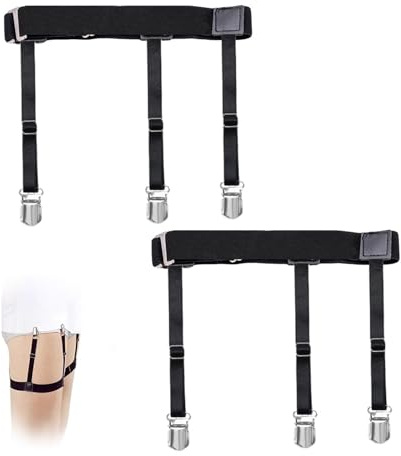 2 Stück Hemdhalter Herren, Elastisch und Flexible Herren Hemdhalter Einstellbar Elastische Strumpfband mit Rutschfesten Clips Sperrung Schellen Adjustable Hemd-Halter Hemd Ordentlich für Männer Frauen