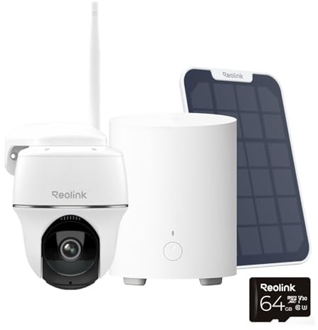 Reolink Argus PT Plus 2K Solar + Home Hub Mini | WLAN Überwachungskamera Aussen 4MP schwenkbar 355°/140°, Personen-/Fahrzeugerkennung, IR Nachtsicht und lokaler Speicher