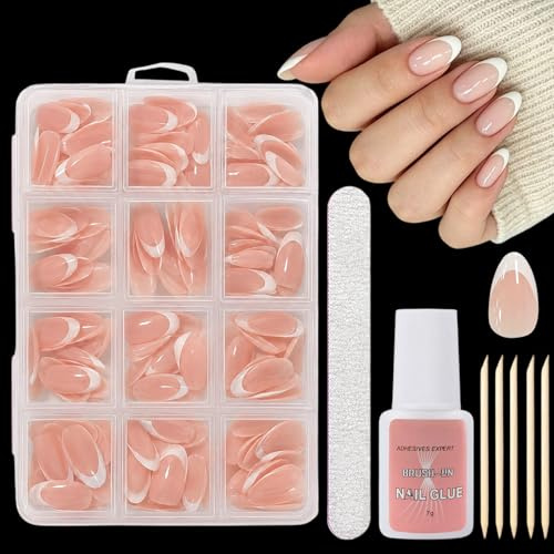 MEITREND 240 Stück French Nails künstliche Nägel zum Aufkleben, Weiße Spitze, Vollabdeckung Künstliche Nägel für DIY Maniküre Zuhause, Maniküre-Dekorationen, Mit Nagelkleber ＆ Nagelfeile