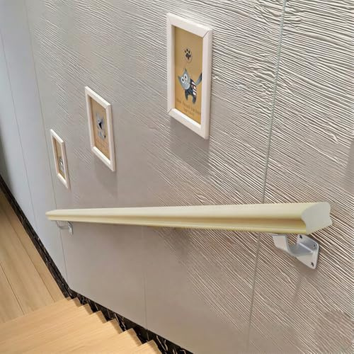 Set Corrimano in Legno Moderno |con 2 Supporti Mod Squadrato inclusi | Design Elegante per Scale, Interni e Corridoi | Facile Installazione | Disponibile in 1 e 2 Metri (Corrimano 1 Metro)