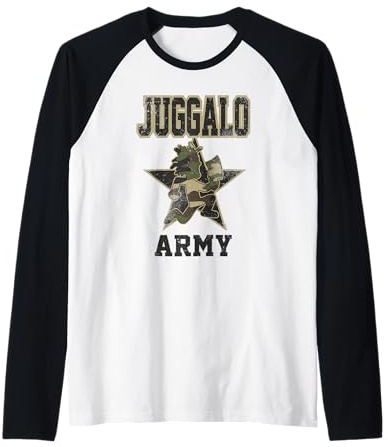 ICP Juggalo Army Hatchetman Camo Print Lettering Horrorcore Raglan Baseball Tee