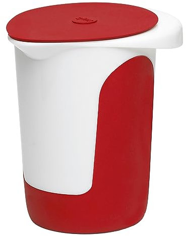 Emsa 508017 Quirltopf mit Deckel, 1 Liter, Abriebfeste Skala, Weiß/Rot, Mix & Bake