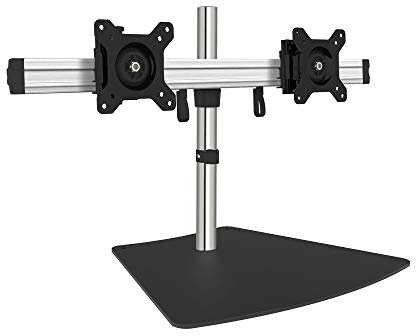 SIIG Premium Aluminum Dual Monitor Stand - 2 Monitors 13 to 27 Up to 17.6 lbs VESA 75 and 100 (CE-MT2011-S1),Silver/Black