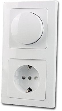 ChiliTec Dimmer mit Schuko-Steckdose Unterputz DELPHI 230V~ Unterputz Set Steckdose mit Drehdimmer Weiß
