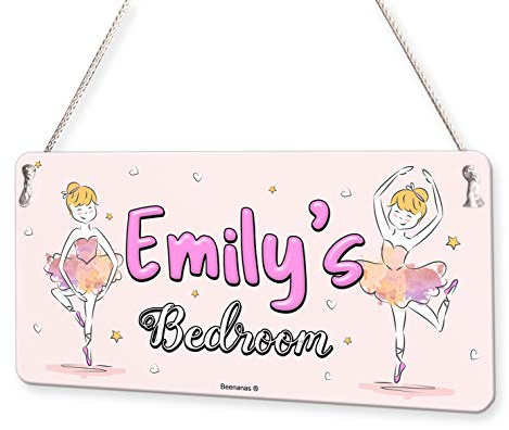 Beenanas Ballerina Child Ballet Dancer Personalised Childs Bedroom Door Sign Name Plaque
