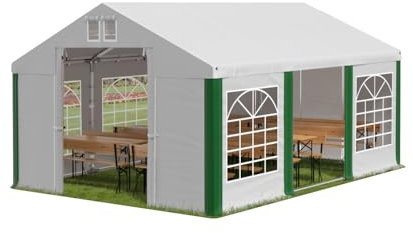 Das Company Tenda per Feste bianco-verde 4x6m Impermeabile 560 g/m2 PVC Telone Costruzione Winter sul Fondo e Rinforzi Tetto e dell'Ingresso tutto l'anno Tenda da Giardino