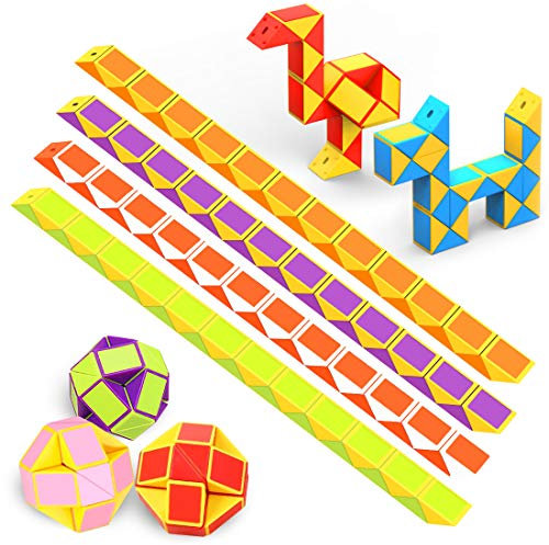 WEARXI Party Bag Fillers for Kids, Christmas Stocking Fillers Kids Gifts, 12 Packs 24 Blocks Magic Snake Cube, Fidget Toys for kids Party Bags, Party Favours Classroom Prizes Twist Puzzle