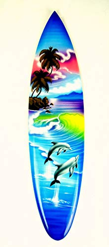 JUSNOVA Asia Design Miniatur Surfboard Dekosurfboard Surfbrett Holz Wellenreiten inkl. Holzständer Dekoration Nr 11 (30cm)