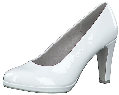 MARCO TOZZI Damen Pumps mit Trichterabsatz Vegan, Weiß (White Patent), 40 EU