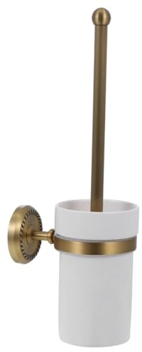 DOITOOL F6706 Wc-Bürstenhalter, Carving Nostalgie Wc Bürste, Halter Toilettenbürste Messing Antik-Messing, Kupfer, Europäischer Stil, Becherhalter Toilettenbürste Antik Twist 37.5 * 14 * 9.5cm