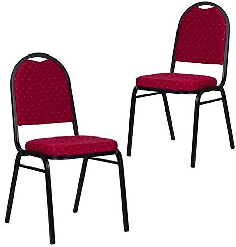 pemora 2-er Set Bankettstuhl Metallstuhl Stapelstuhl Konferenzstuhl Wartezimmerstuhl Seminarstuhl in Gewerbequalität BANKETT 150 rot