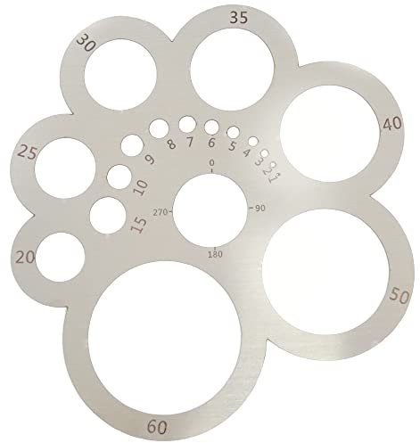 UPTTHOW Strumento da taglio in pelle rotondo Taglierina angolare Modello cerchio Righello in acciaio inossidabile per lavori di legno Cucire