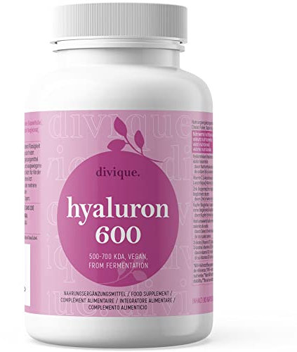 Divique Hyaluron Kapseln (90 Stk.) - Hyaluronsäure Kapseln hochdosiert mit 600mg Hyaluron (500-700 kDa) - mit Vitamin C, Zink, Kupfer, Selen u. Biotin - ohne unerwünschte Zusätze, Vegan, Laborgeprüft