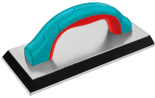 TOTAL - Cazzuola per malta in gomma | Ideale per stendere malta e stuccare piastrelle | Strumento per muratura | 230x100 mm | Manico ad arco bimateriale