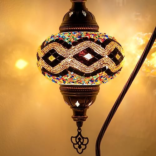 Orientalische Marokkanische Mosaik Tischampe Handgefertigte Dekorative Türkische Mosaiklampe (14. Golden)