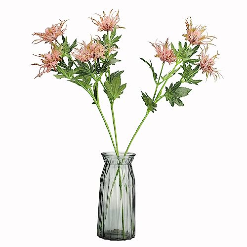 Fleurs de Chardon Artificielles, Fleurs D'Eryngium, Bouquet de Fleurs de Chardon Artificiel Faux Eryngium Foetidum Simulation Houx de Mer pour Bouquet de Mariage Pièce Maîtresse Décoration de(Rose)