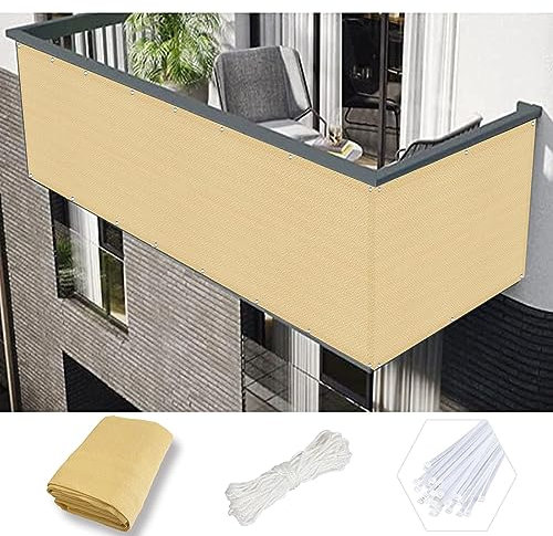 NINGBAI Pantalla de Privacidad 65 x 800 cm Malla de Ocultación, Toldo Lateral Cubierta de Balcón con Ataduras de Cables para Balcón Piscina, Amarillo