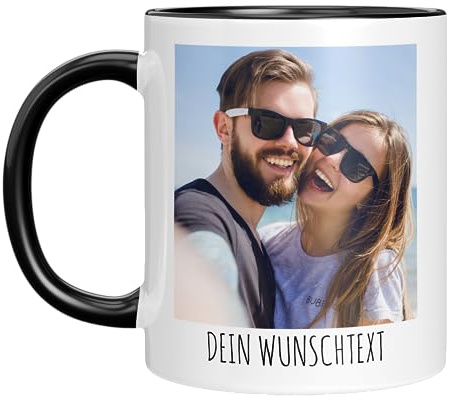 TassenTicker - Tasse selber gestalten - mit Bild und Foto - Personalisiert - Fototasse - bedrucken lassen - Geschenk - Werbetasse - Firmentasse - Logo (Schwarz)