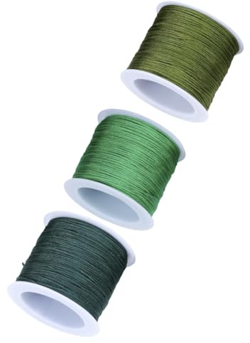 3 Rollen Makramee Garn 1mm, Schnur für Armbänder, Geschenkband Gold für DIY Handwerk Armbänder Schmuckherstellung Halsketten Handwerk (Grasgrün,Olivgrün,Dunkelgrün)