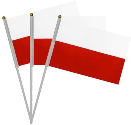 20 Piezas de Banderas de manivela de Polonia, Polonia Mini Bandera portátil, Bandera Polonia, Pequeña Bandera Polonia, Mini Bandera Polonia