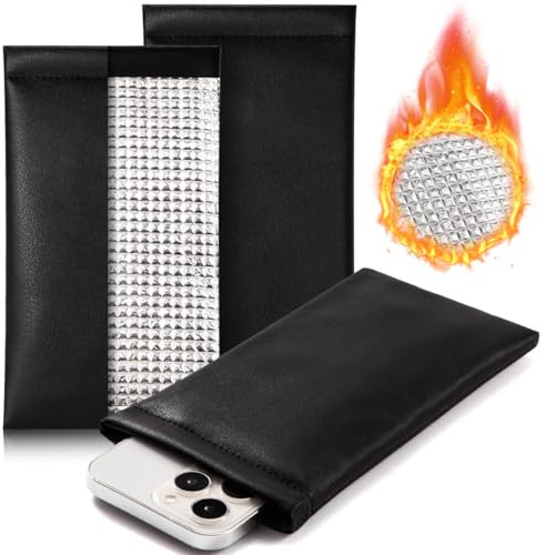 TRIUMPH VISION Thermal Phone Sleeve Squeeze Pouch Soft Case Heat Insulation | Cell Phone Sleeve PU Leather Thick Lined Protection for Winter Cold Weather Extend Battery Life Fit Most Cell-phones 3 Pack