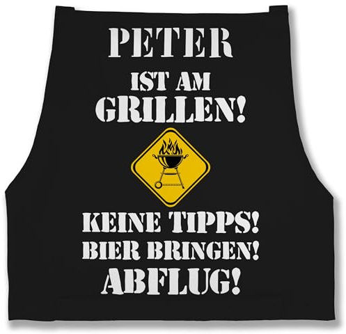 Geschenk mit Namen personalisiert by Shirtracer - Schürze - Grillschürze - Name ist am grillen keine Tipps Bier bringen Abflug - Geschenke Papa Männergeschenk Geschenkideen Vatertag Geburtstag
