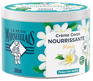 Le Petit Marseillais | Crème Corps Nourrissante Fleur de Tiaré (pot de 380 ml) – Crème hydratante pour peaux très sèches – Formule vegan 95% d'origine naturelle