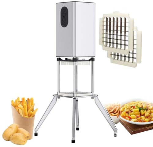 forplubossmmp Cortador Comercial De Patatas Fritas, Picadora Eléctrica De Verduras, Máquina Exprimidora Eléctrica De 200 W, Cortadora De Patatas De Acero Inoxidable, con Cuchillas Y Pies De Soporte