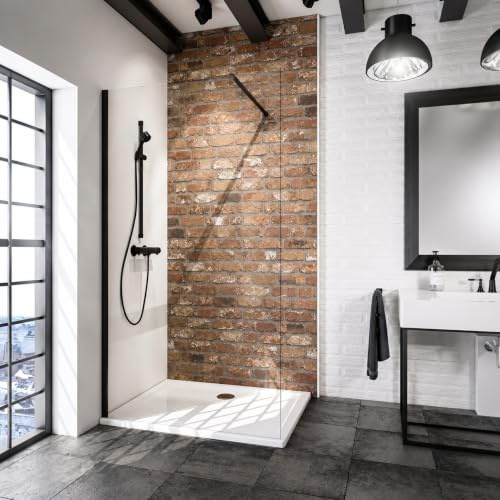 Schulte paroi douche italienne 90x190 noir barre 122 cm, réversible, 5mm | barre recoupable verre trempé anti-calcaire plage de réglage 86.7-90.0 cm