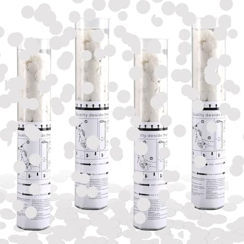 FePen Cannone Spara Coriandoli Matrimonio e Compleanno, Sparacoriandoli Biodegradabili Carta Bianca*4pcs