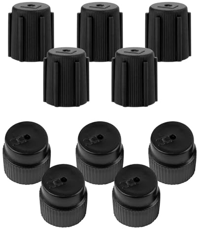 NTNEV Ventilkern-Reparatur-Set für Autoklimaanlagen, 13 mm Niederdruckkappe, 16 mm Hochdruckkappe, Dichtungsanschlussabdeckung, universelles Zubehör für die meisten Autos, 10 Stück (schwarz)