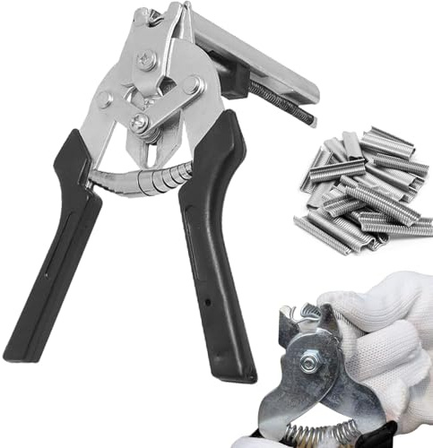 BAIFULAI Pinza per Wurstclipper, Pinza ad anello con 1200 clip, Pinza per chiodi ad anello in acciaio inossidabile, Pinze per anelli Hog Ring, Pinza per Wurstclipper, Pinza di fissaggio per recinzione