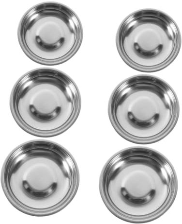 Amosfun Confezione Da 6 Piatti Per Salsa in Acciaio Inossidabile Vassoi Per Condimenti Mini Ciotole Per Salse Piatti Rotondi Per Condimento Per Sushi