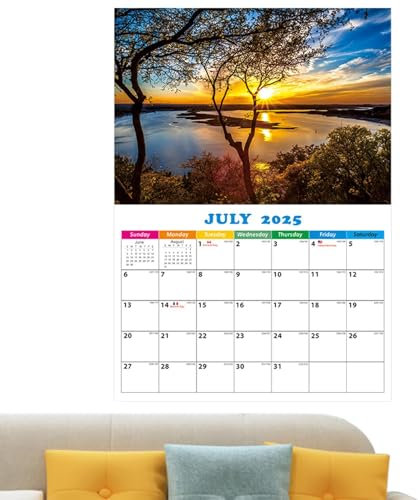 Fotokalender 2025 Querformat Monatskalender 2025 Dickes Papier Kalender 12 Monate ab Januar 2025 Dez.2025 Monatskalender Landschaftskalender Küche