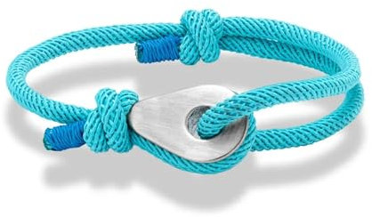 Armband, Armband, Schmuck, Damen Und Herren Lederschmuck Herren Fingerhut Karabiner Armband Verstellbar Kletterseil Armband Wasserdicht Surfen Strand Himmelblau