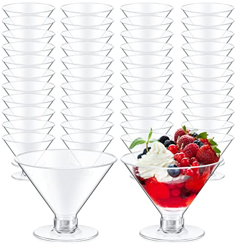 Yinkin 24 Pcs Plastic Martini Glasses 5oz Clear Cocktail Glasses Plastic Mini Martini Cups Unbreakable Parfait Glasses Mini Dessert Glasses for Wedding Party Bowl Wine Ice Cream