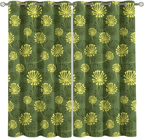 Vorhang Blickdicht Gardinen Mit Ösen - 2 Stücke 183 (B) X 214 (H) cm Verdunklungsvorhänge 3D Blumenpflanze Muster Thermovorhang Für Kinderzimmer Schlafzimmer Weihnachtsgardinen 9426351565202
