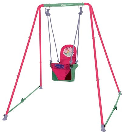 Peppa Pig Fast Folding Baby Swing Set | Indoor Outdoor Garden Toddler Swing | Adjustable Kids Seat Chair with Safety Harness | Ages 6-36m