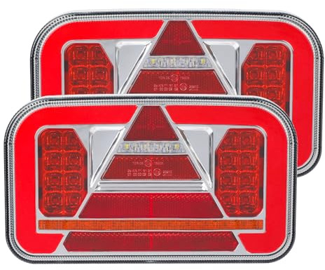 Yinaolan 2 Pezzi Luci Posteriori per Rimorchio 12V/24V Super Luminosi Impermeabili Indicatori di Direzione Freno Coda Retromarcia per Camion Camion Caravan Van Trattore