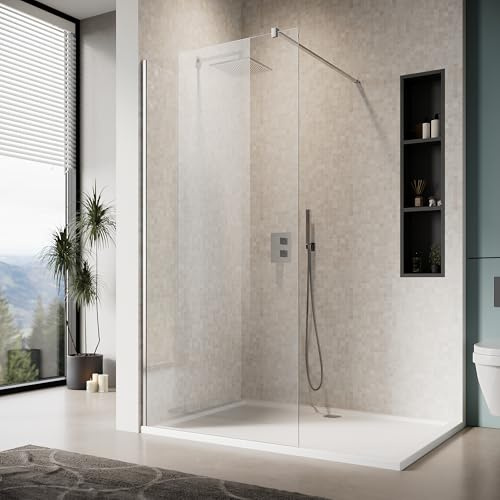 ELEGANT Frameless Shower Door 30 W x 74 H, Fixed Single Shower Glass Door, 5/16 Tempered Glass, Chrome Finish