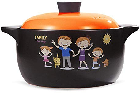 HYRTHAFSDF Pentola di Terracotta per Uso Domestico, casseruola in Ceramica binaurale con Coperchio, stoviglie con Motivo a Cartoni Animati, Decorazione in Terracotta, Resistenza alle Alte Temperature