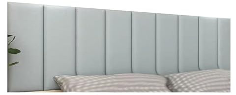 CWCQGH Upholstered Wall Panels, Removeable Padded Soft Cushion, Peel Stick Soundproof Anti-Collision Padding, Fabric Dorm Headboard For King Queen(Grey 50x180cm)
