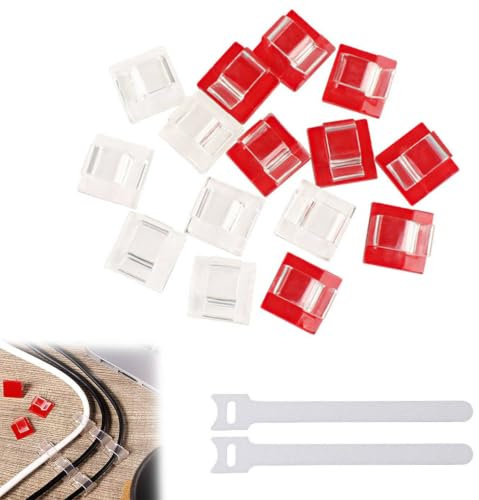 50 Stück Kabelhalter Selbstklebend, Kabelclips Schreibtisch, Kabelclips für Kabelmanagement, Starker 3M Kleber, für Kabelmanagement Kabelklemmen & Kabelorganisator an Allen Möbeln (Transparent)