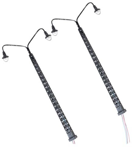 ARTSEWPLY Kleiner Modelleisenbahn Laternenpfahl 2 Stück Eisenbahnlichtmodell Warmweiß 1:87 Maßstab Sandtisch Dekoration für Zubehör und Kleiner Hausdekor