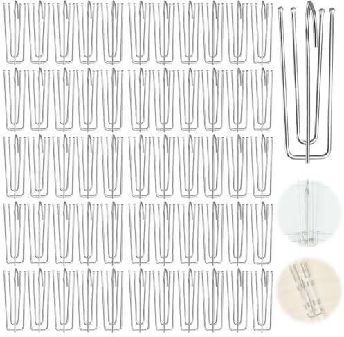 55 Pezzi Ganci Tenda in Acciaio Inox con 4 Denti, Ganci Tende Metallo, Gancetti per Tende a Pieghe, Ganci per Tende in Metallo Ganci per Tende, Ganci Tende Binario in Metallo per Tutte le Tende