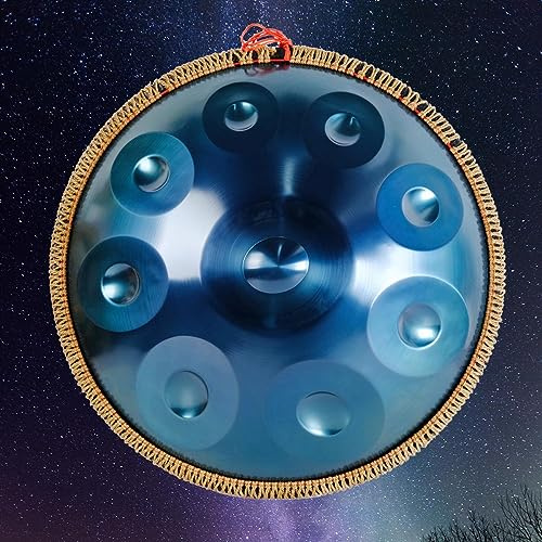 D-Moll Handpan Drum - 55,9 cm Stahl 9/10 Noten, 432Hz harmonisches Schlaginstrument, inklusive Koffer und Schlägel für Erwachsene und Kinder