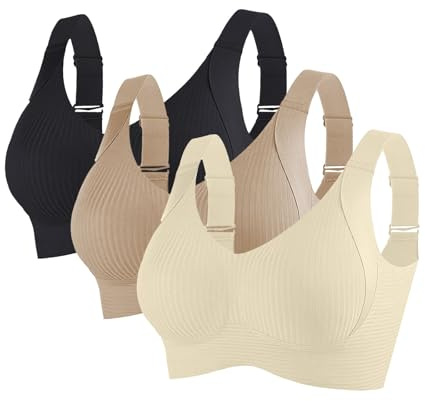 3 Piezas Sujetador Sin Aros Mujer con Relleno Sujetadores Sin Costuras Cuello V Push Up Comodos Sujetadores Reductores Suaves Invisible Sostenes Sexy Bra Talla Grande Sin Espalda Deportivo Ofertas